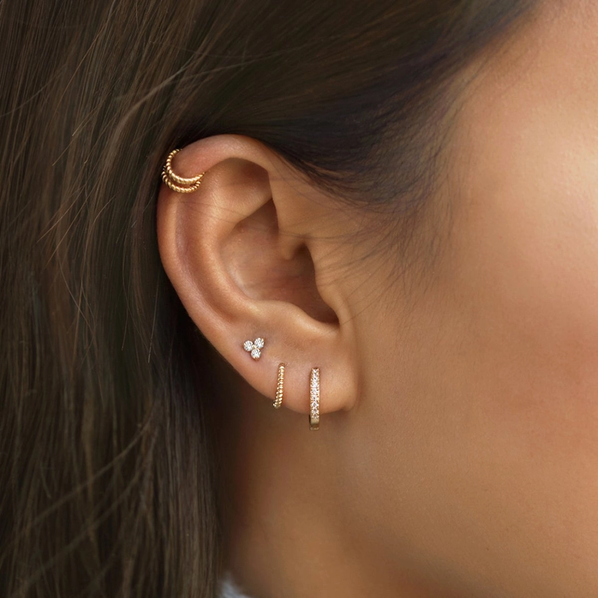 Small Rope Huggie Earrings