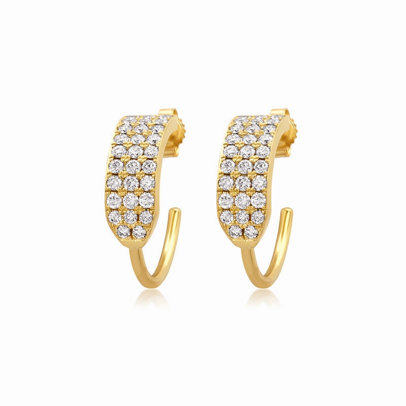 Small Triple Diamond Row Hoops
