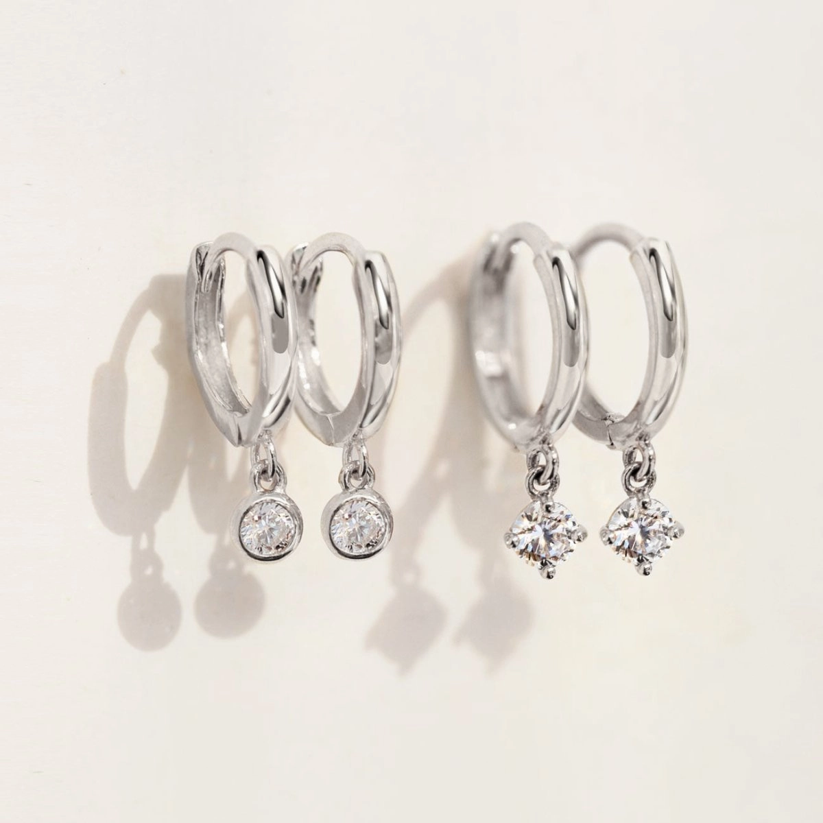 Solitaire Dangle Huggie Earrings