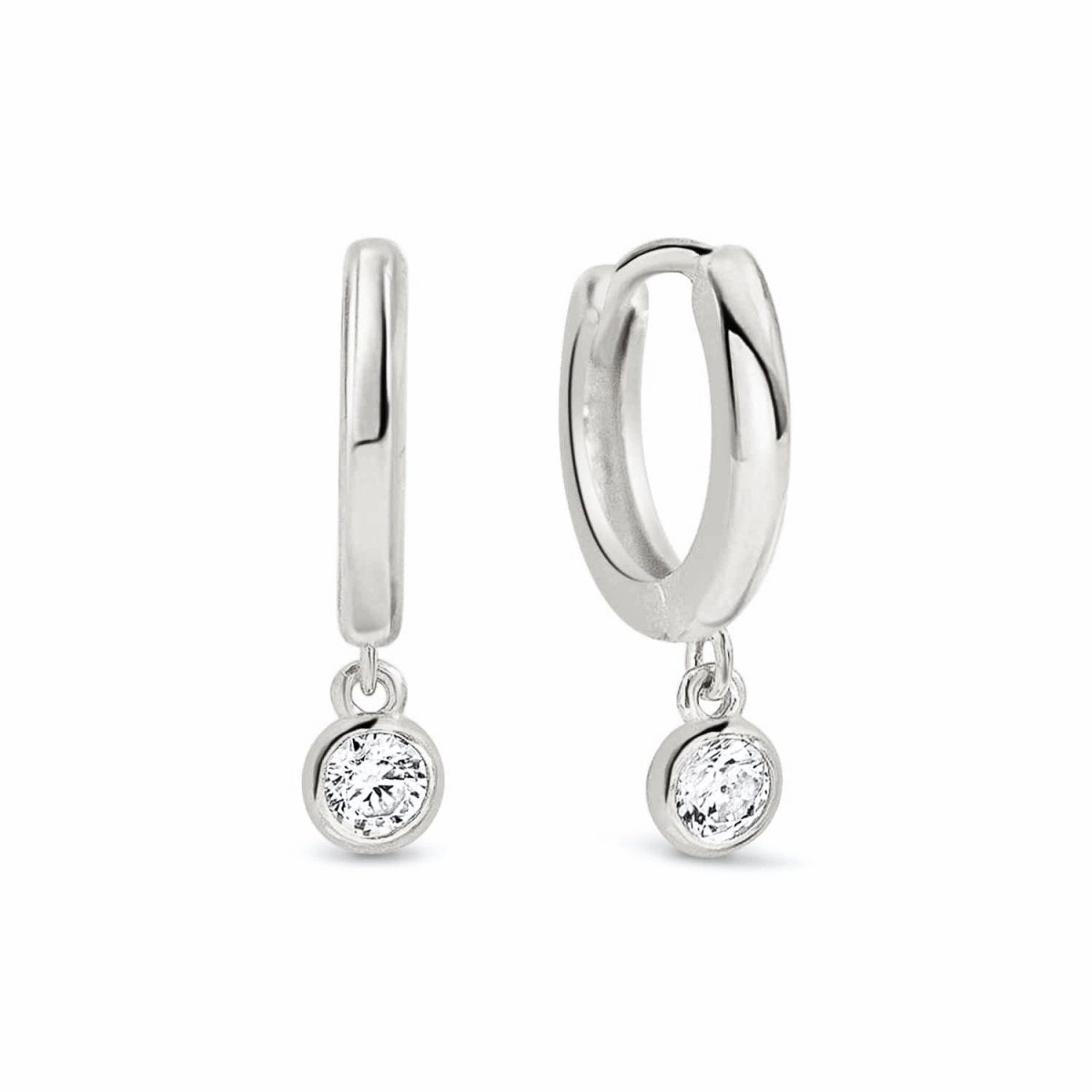 Solitaire Dangle Huggie Earrings