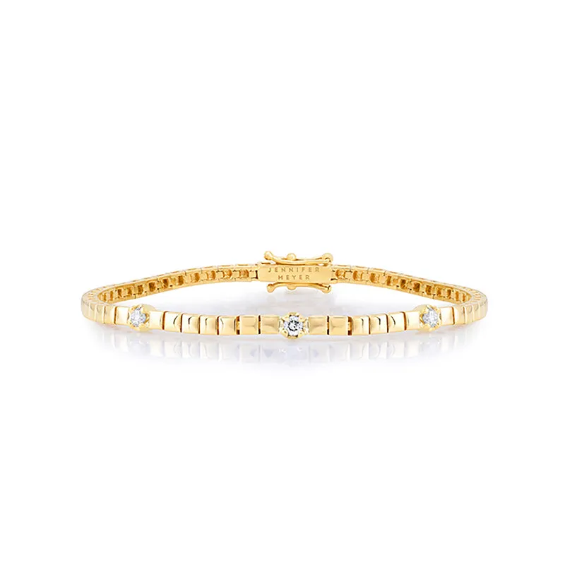 Square Tennis Bracelet with 3 Illusion Set Diamond Accents