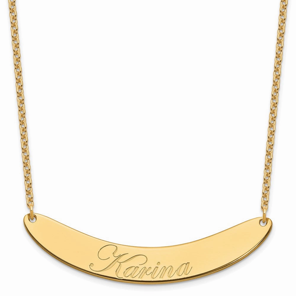 SS/Gold-plated Large EDWARDIAN SCRIPT Curved Bar Necklace