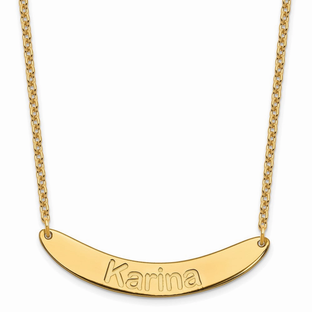 SS/Gold-plated Medium ARIAL ROUNDED Curved Bar Necklace