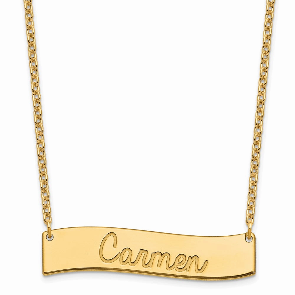 SS/Gold-plated Medium AWAYS IN MY HEART Curved Bar Necklace