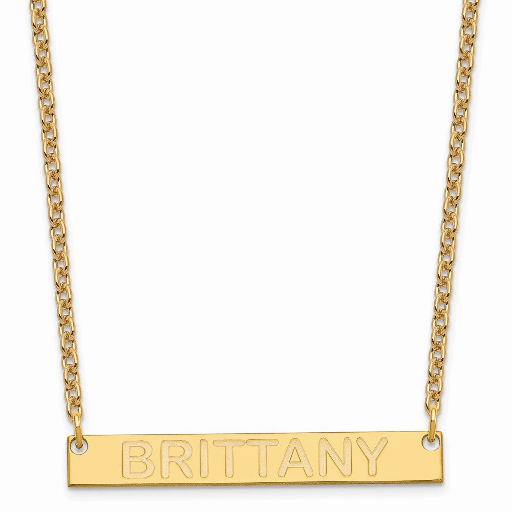 SS/Gold-plated Medium Capitalized ARIAL ROUNDED Bar Necklace