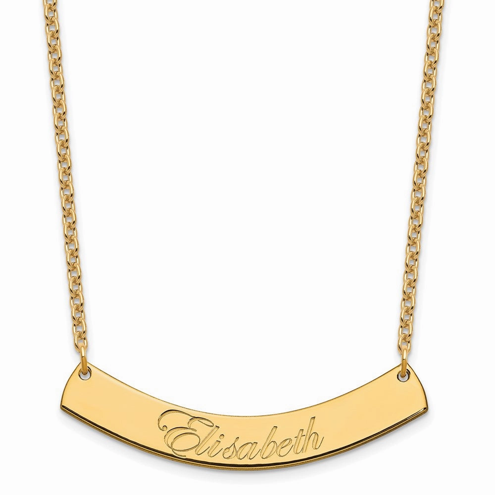 SS/Gold-plated Medium EDWARDIAN SCRIPT Curved Bar Necklace