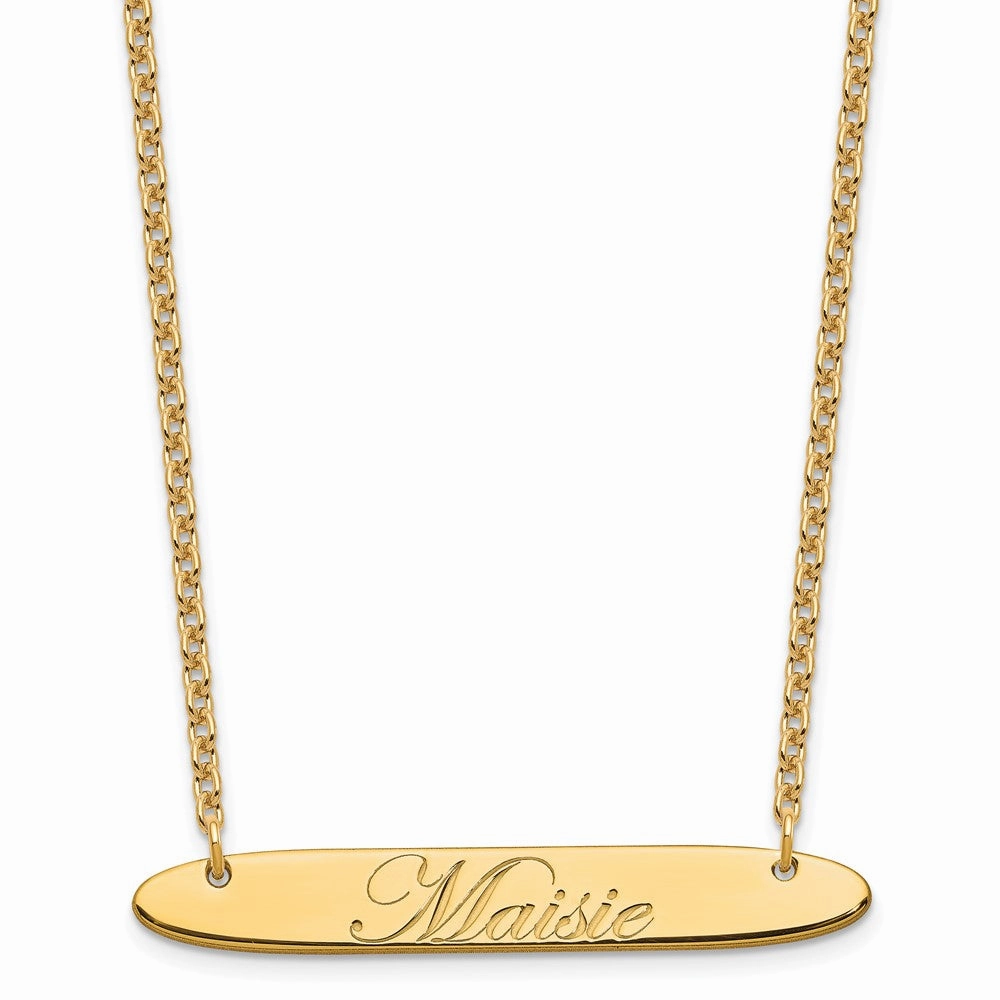 SS/Gold-plated Medium Oblong EDEARDIAN SCRIPT Bar Necklace