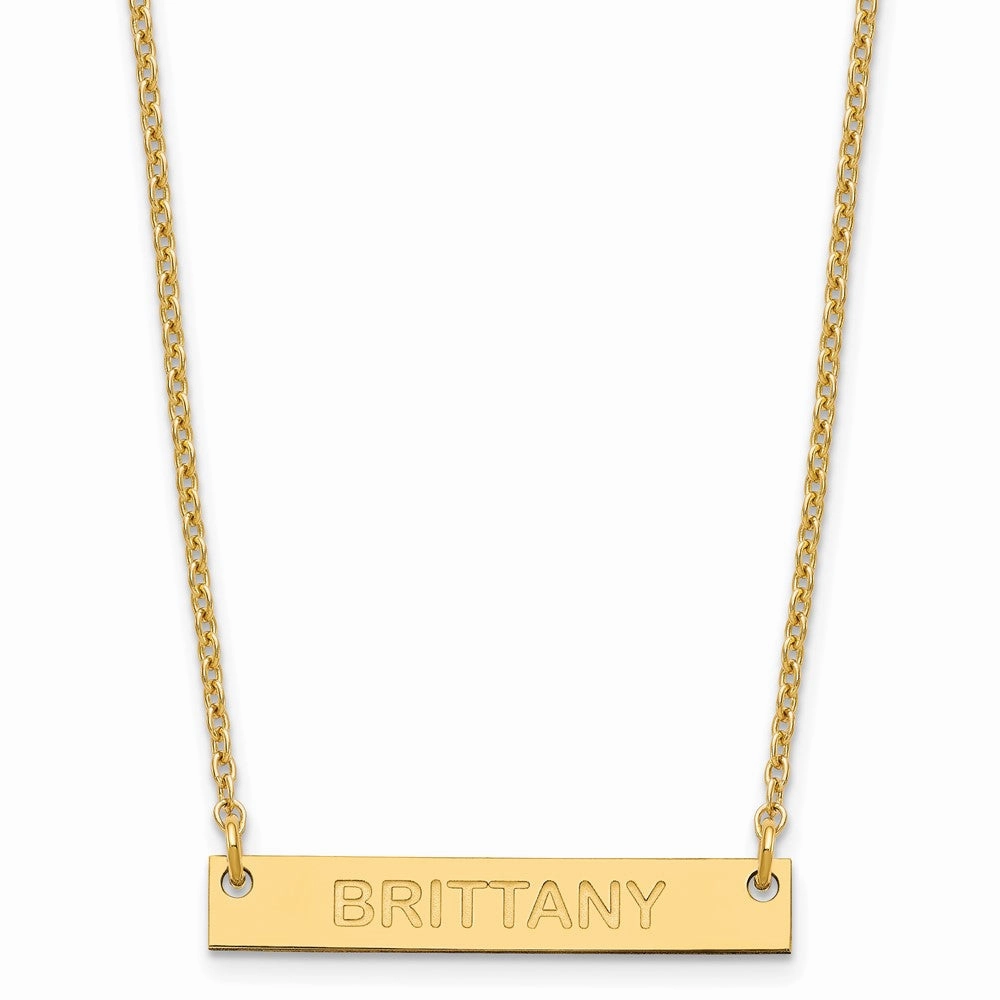 SS/Gold-plated Small Capitalized ARIAL ROUNDED Bar Necklace
