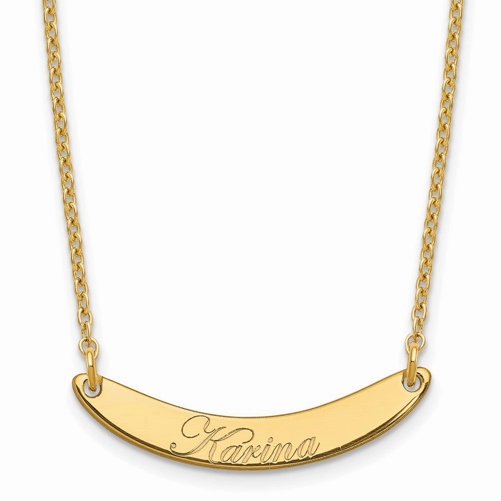 SS/Gold-plated Small EDWARDIAN SCRIPT Curved Bar Necklace