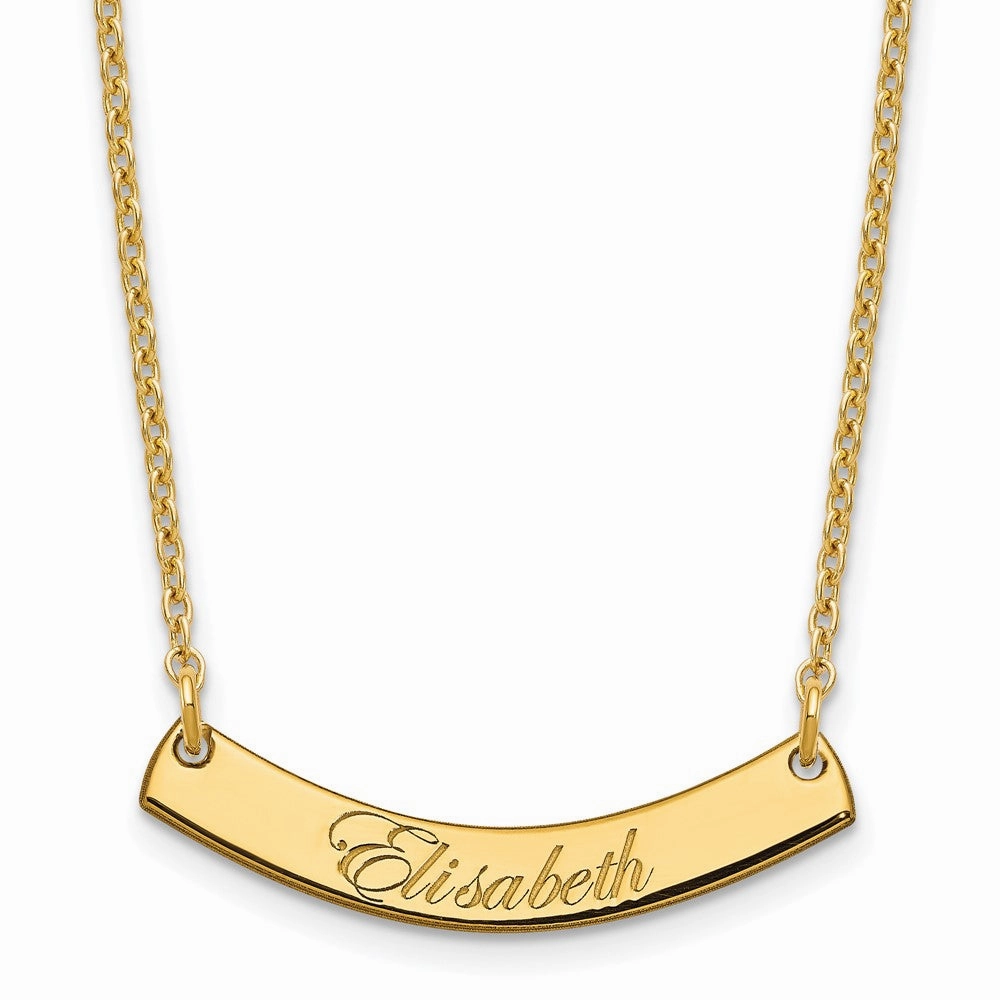 SS/Gold-plated Small EDWARDIAN SCRIPT Curved Bar Necklace