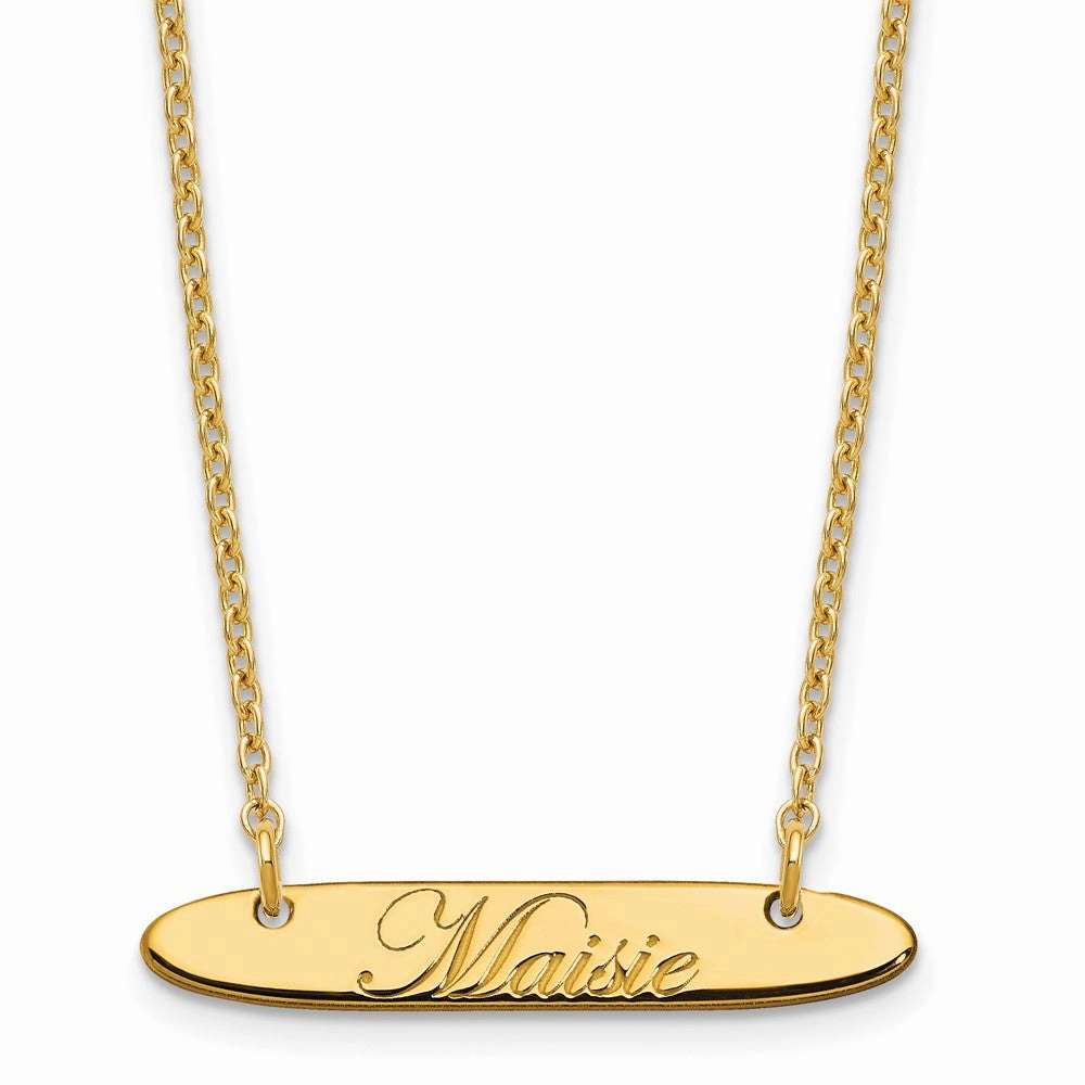 SS/Gold-plated Small Oblong EDEARDIAN SCRIPT Bar Necklace