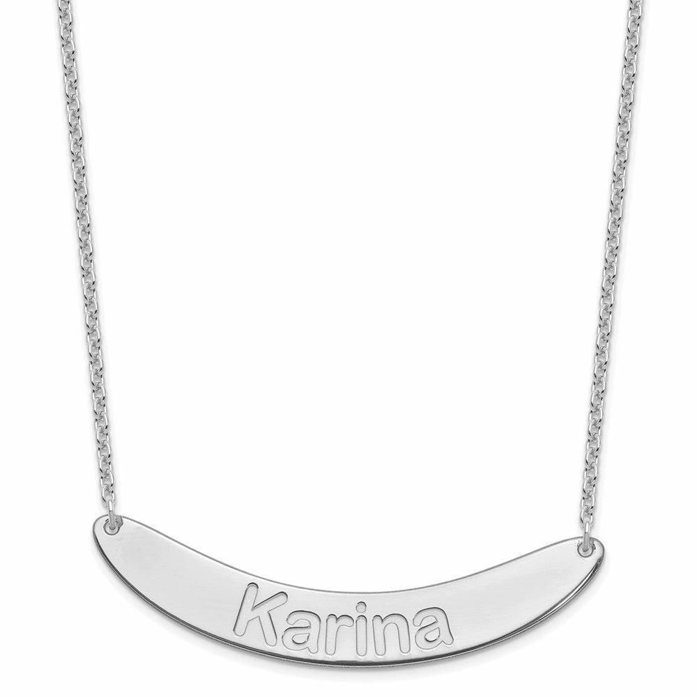 SS/Rhod-plated Large ARIAL ROUNDED Curved Bar Necklace