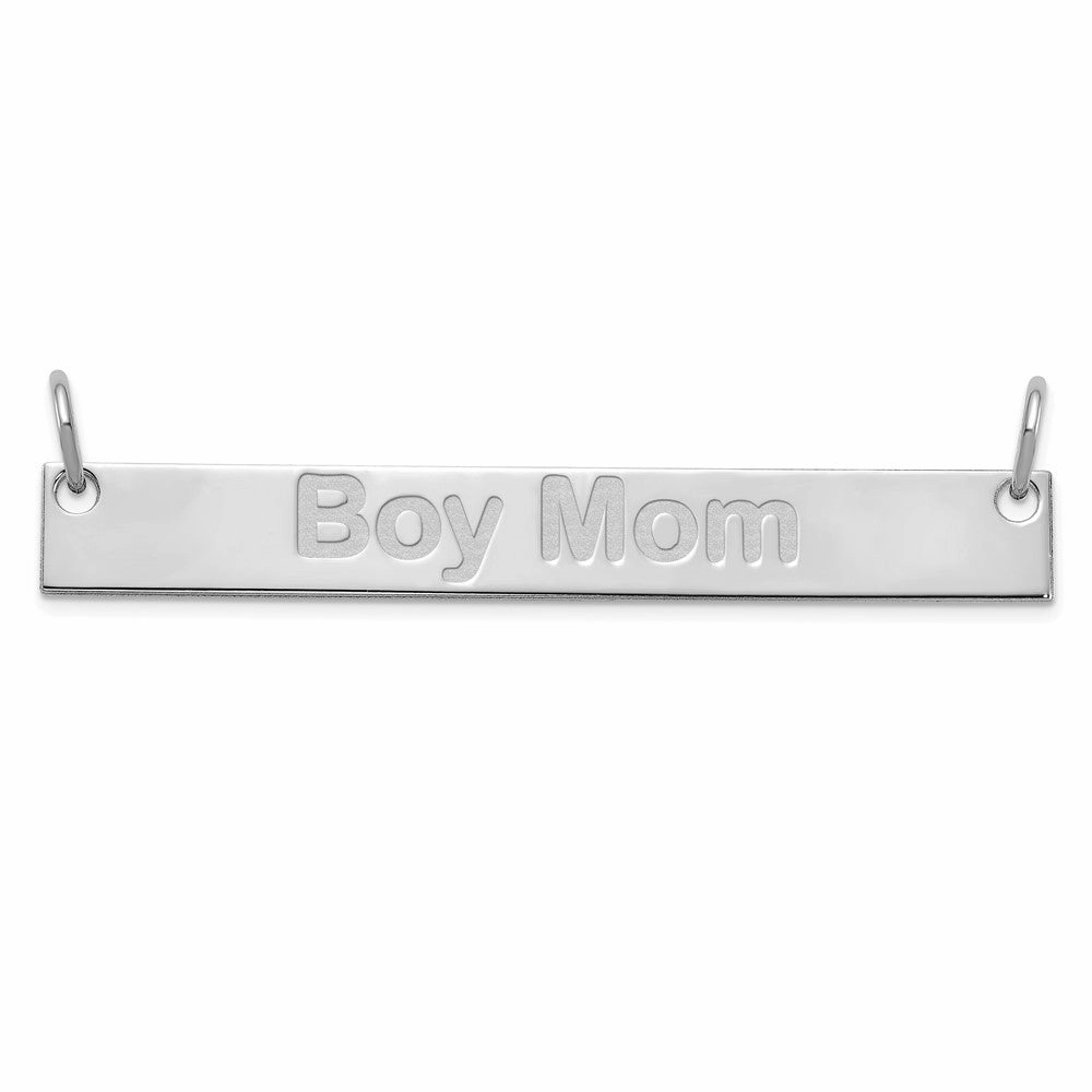 SS/Rhod-plated Large Capitalized ARIAL ROUNDED Bar Necklace