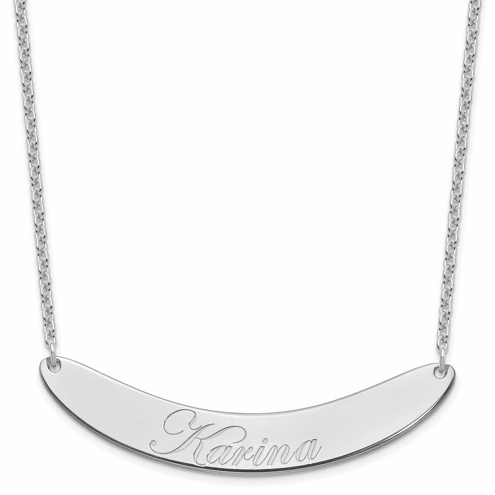 SS/Rhod-plated Large EDWARDIAN SCRIPT Curved Bar Necklace
