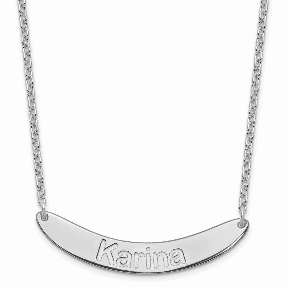 SS/Rhod-plated Medium ARIAL ROUNDED Curved Bar Necklace