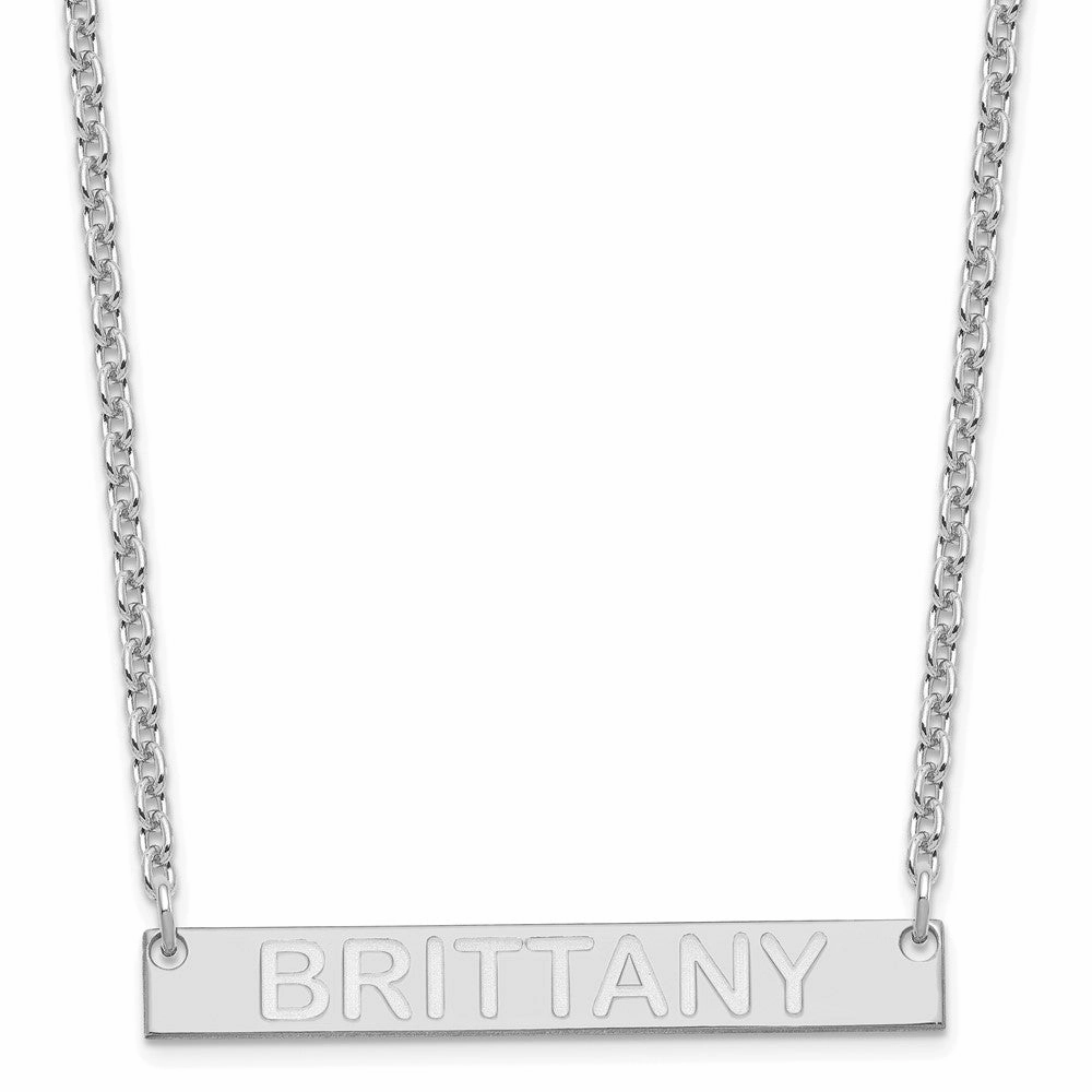 SS/Rhod-plated Medium Capitalized ARIAL ROUNDED Bar Necklace