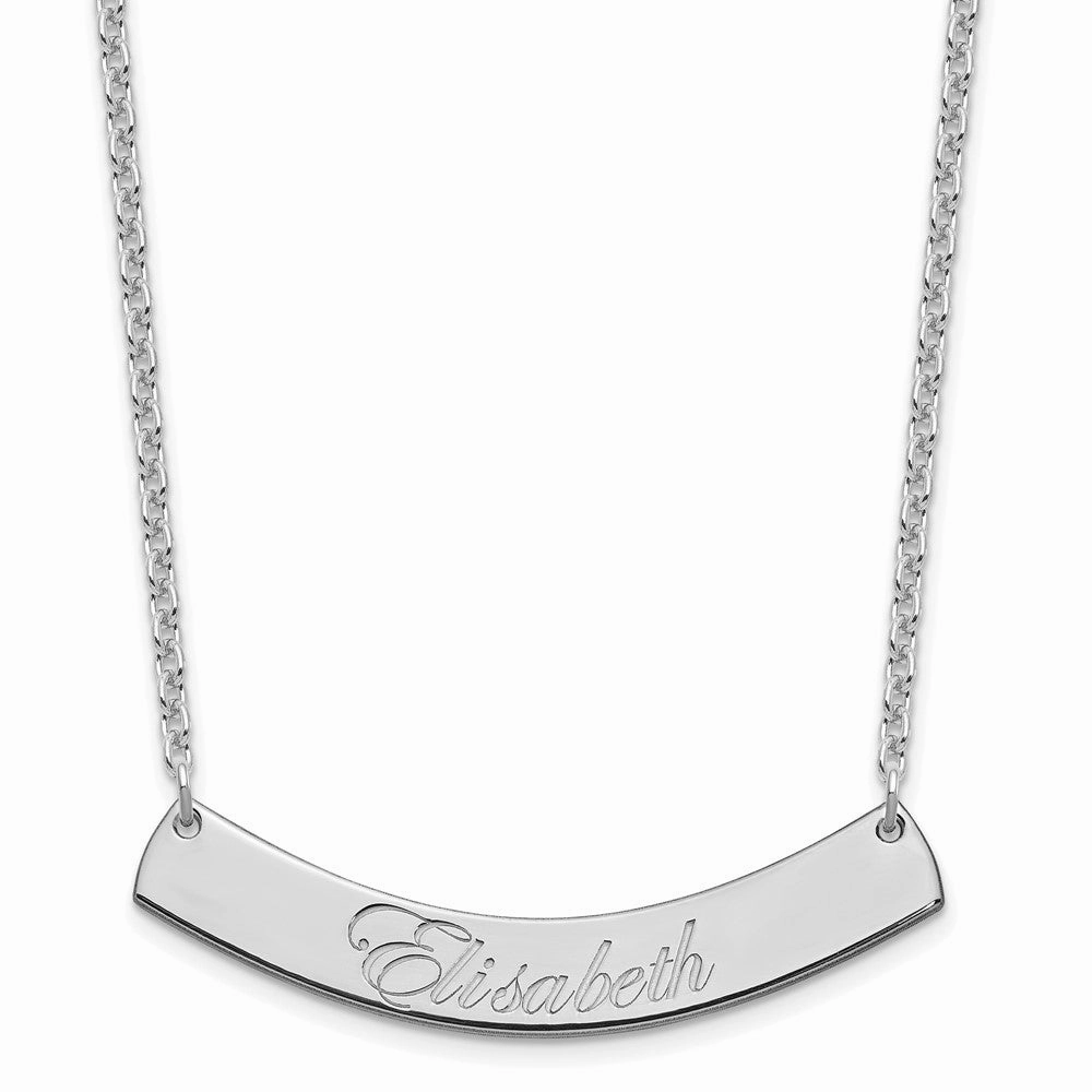 SS/Rhod-plated Medium EDWARDIAN SCRIPT Curved Bar Necklace