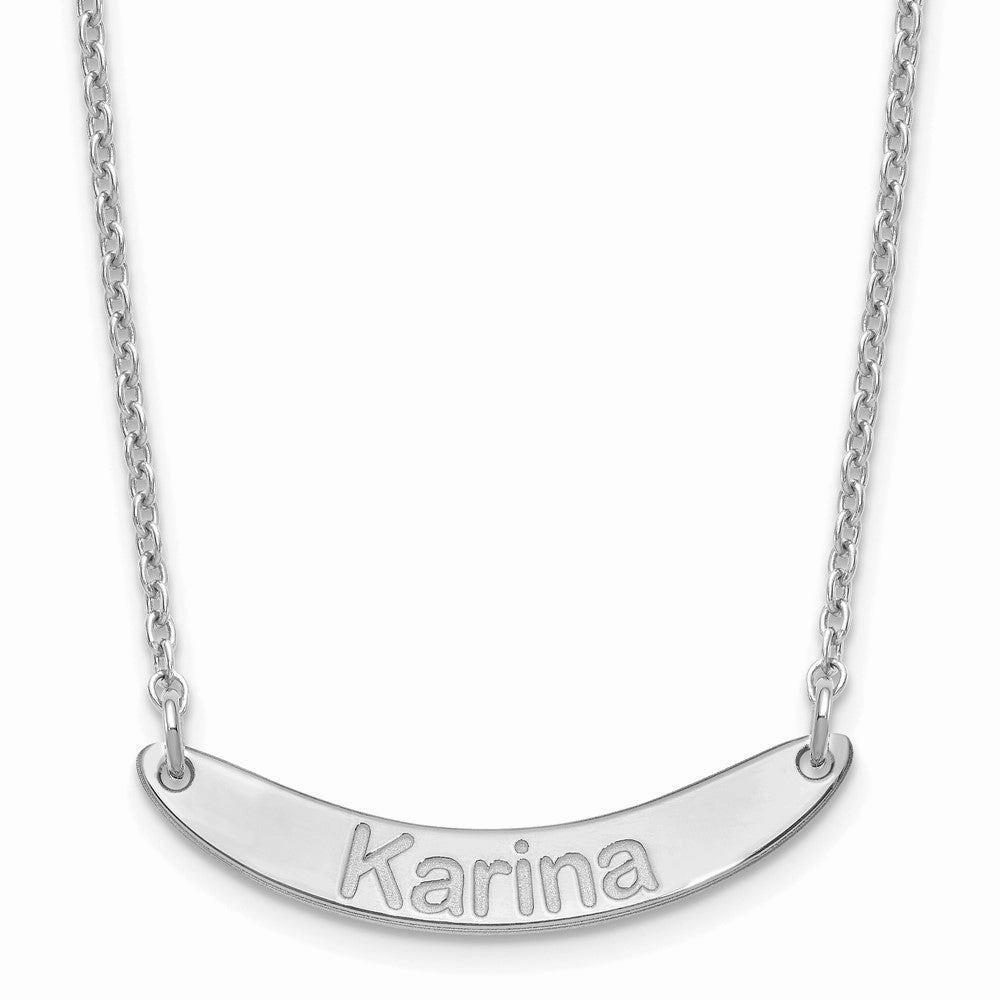 SS/Rhod-plated Small ARIAL ROUNDED Curved Bar Necklace