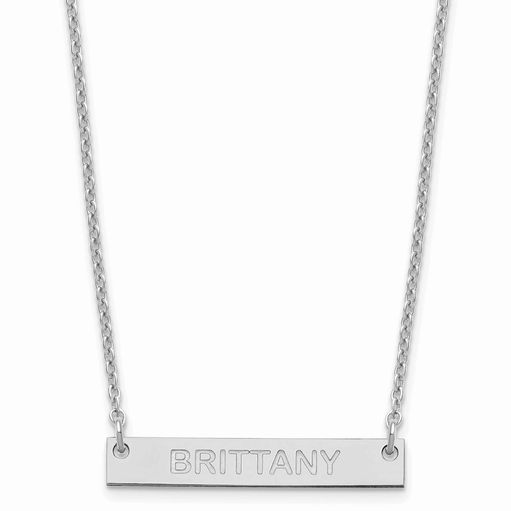 SS/Rhod-plated Small Capitalized ARIAL ROUNDED Bar Necklace