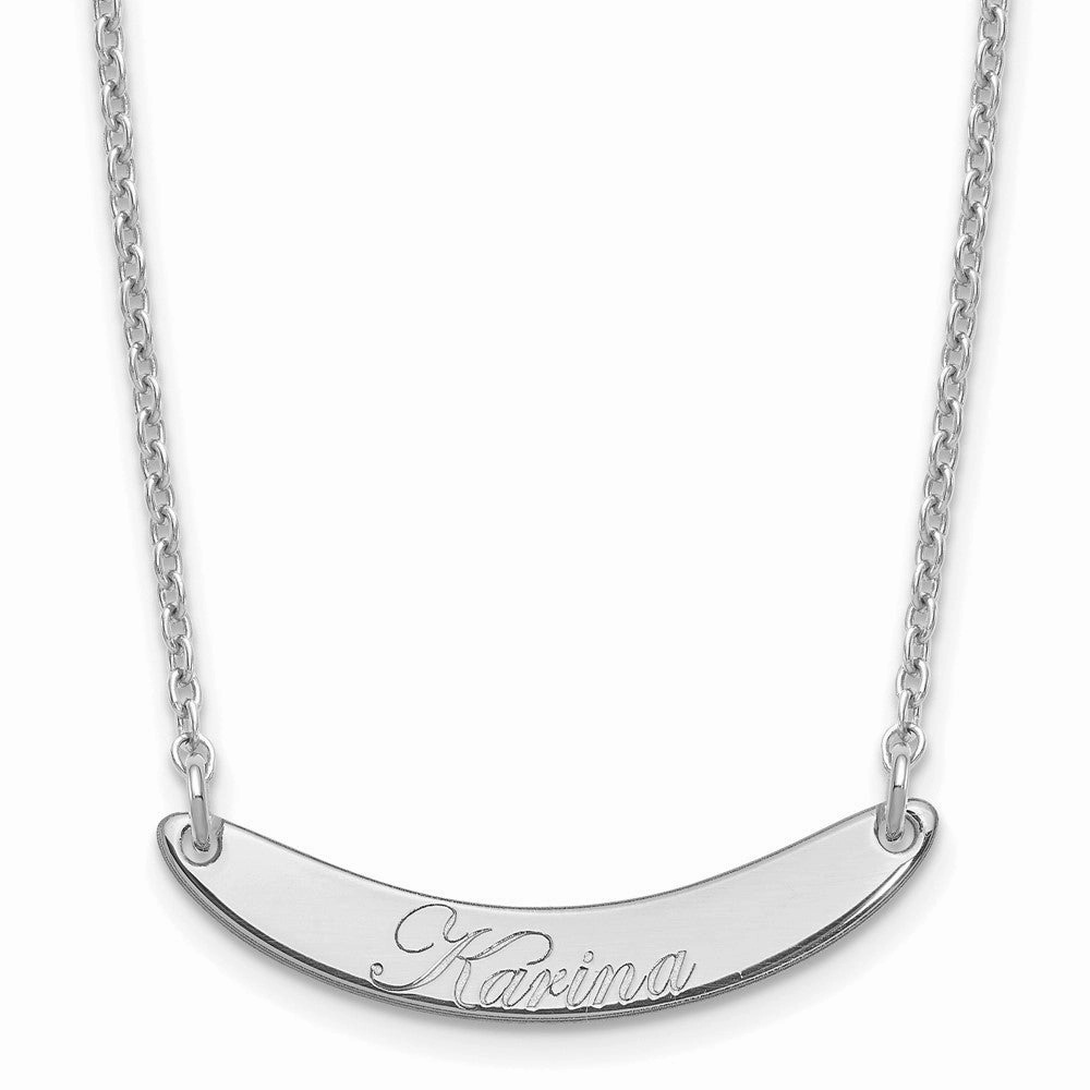 SS/Rhod-plated Small EDWARDIAN SCRIPT Curved Bar Necklace
