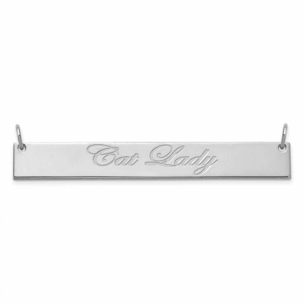 SS/Rhodium-plated Large EDWARDIAN SCRIPT Bar Necklace