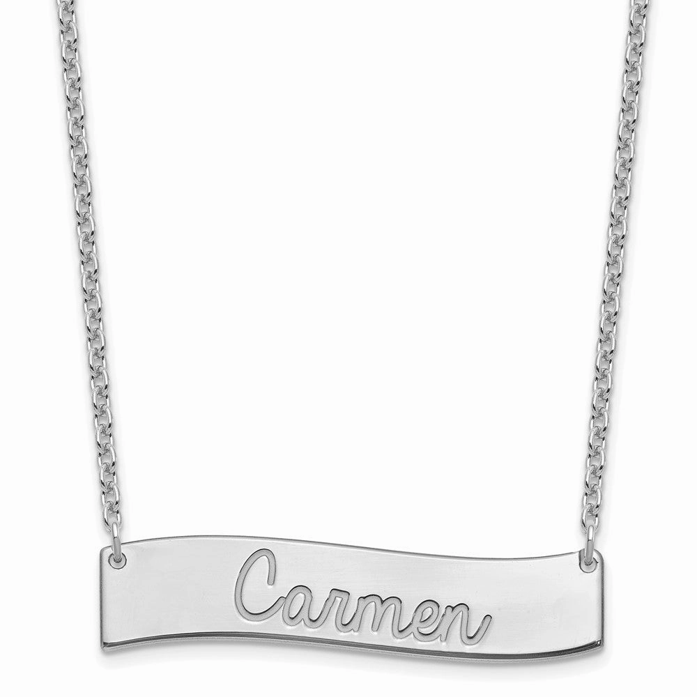 SS/Rhodium-plated Medium ALWAYS IN MY HEART Curved Bar Necklace