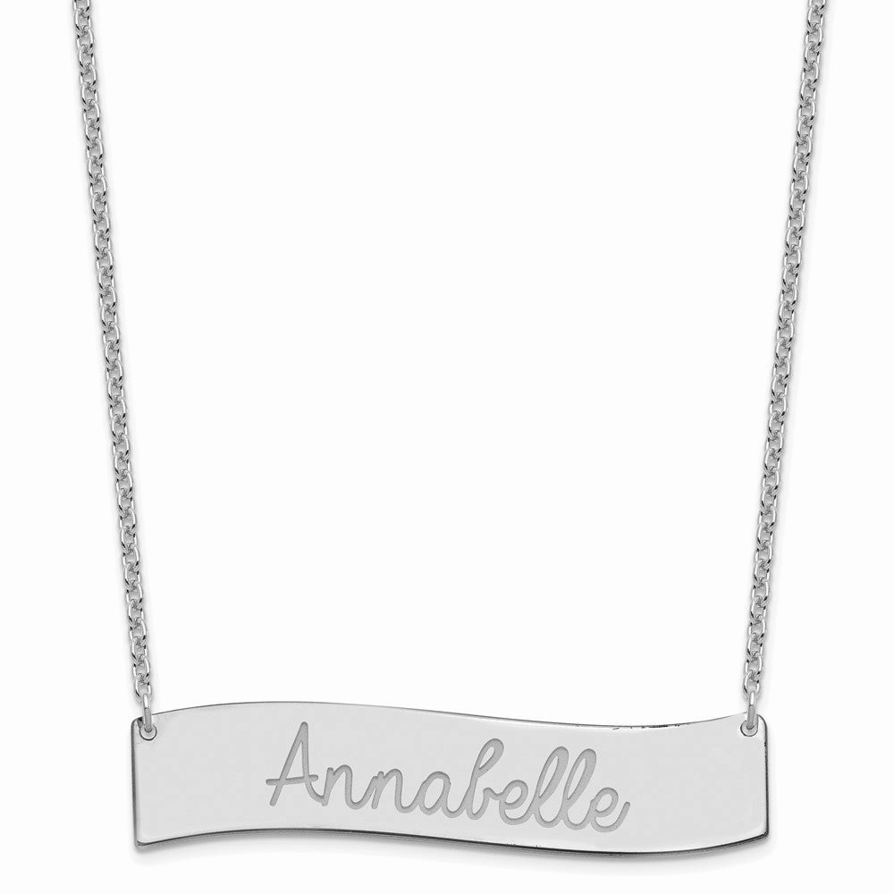 SS/Rhodium-plated Medium ALWAYS IN MY HEART Curved Bar Necklace
