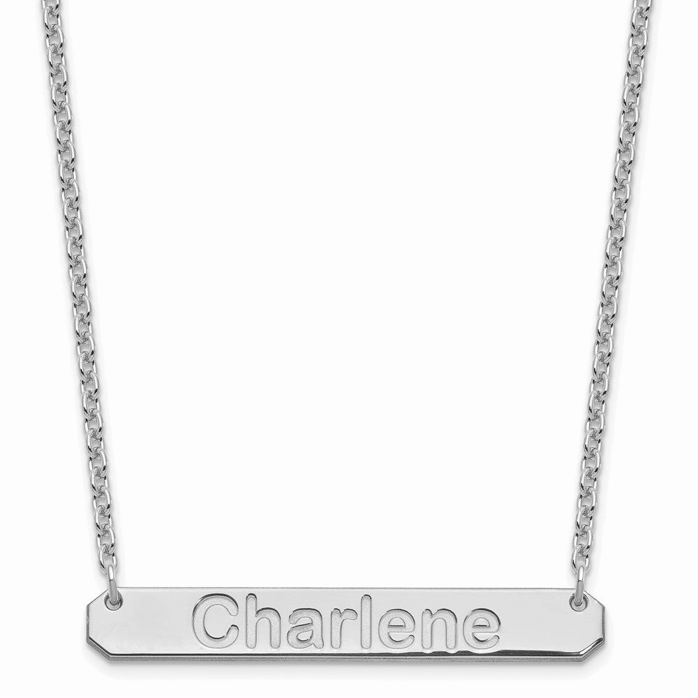 SS/Rhodium-plated Medium ARIAL ROUNDED Bar Necklace