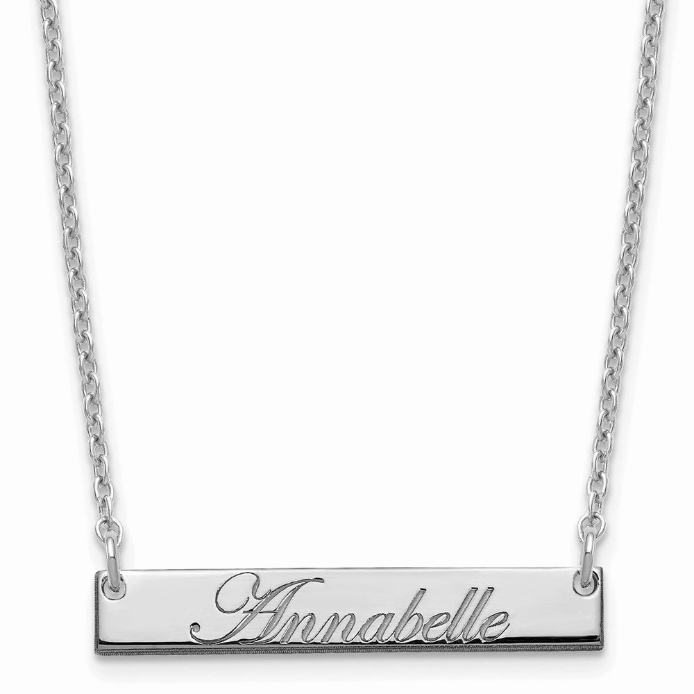 SS/Rhodium-plated Small EDWARDIAN SCRIPT Bar Necklace