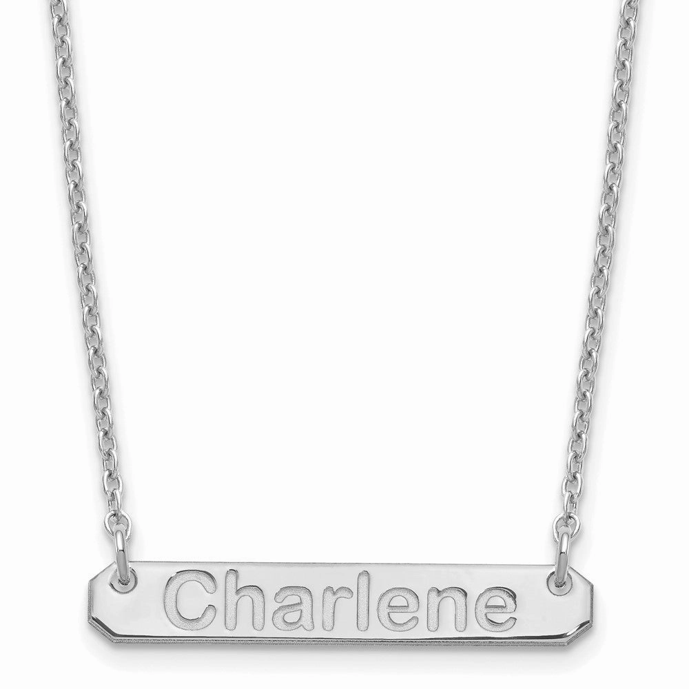 SS/Rhodium-plated Small Polished Arial Rounded Bar Necklace