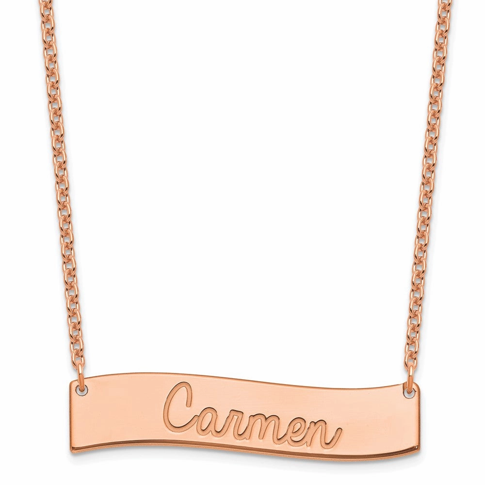SS/Rose Gold Medium ALWAYS IN MY HEART Curved Bar Necklace