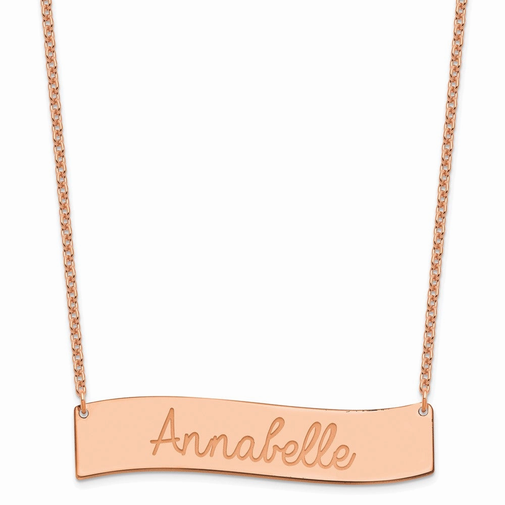 SS/Rose Gold Medium ALWAYS IN MY HEART Curved Bar Necklace