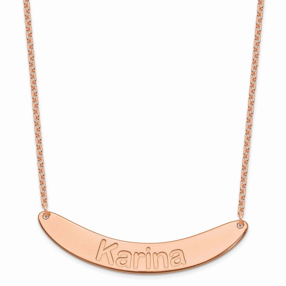 SS/Rose-plated Large ARIAL ROUNDED Curved Bar Necklace