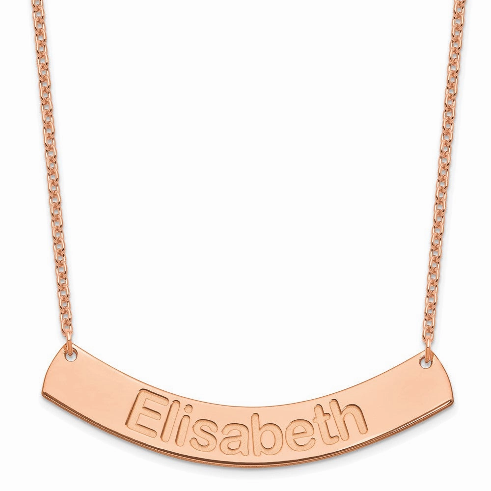 SS/Rose-plated Large ARIAL ROUNDED Curved Bar Necklace