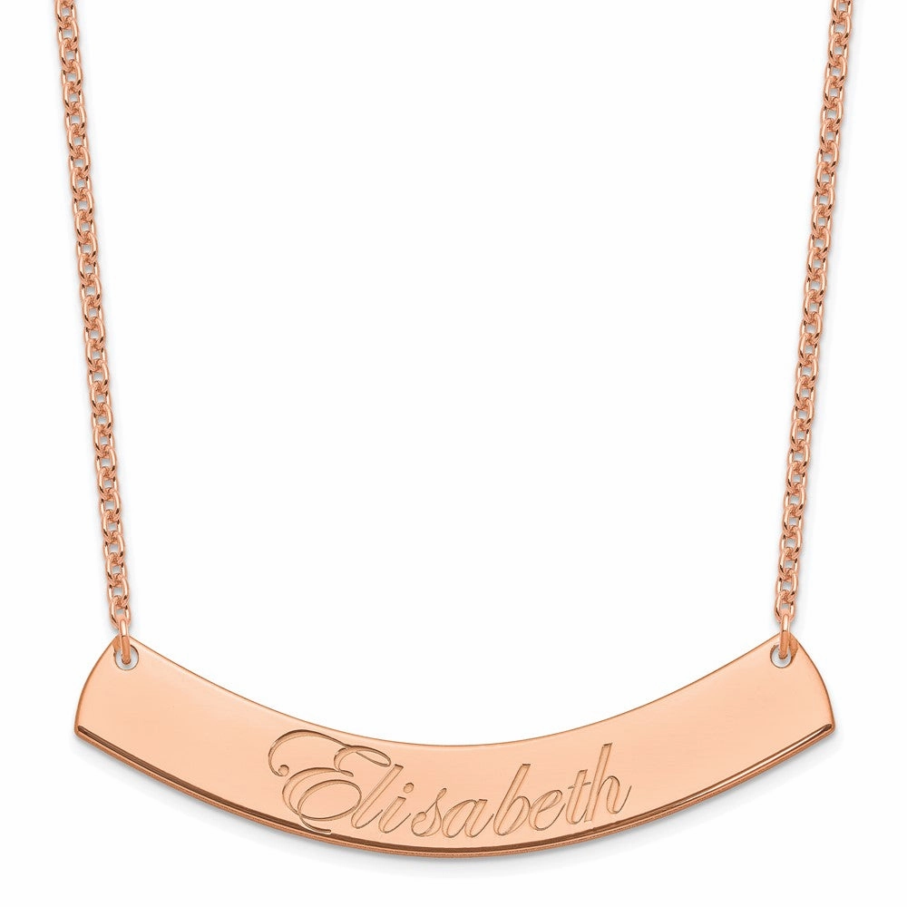 SS/Rose-plated Large EDWARDIAN SCRIPT Curved Bar Necklace