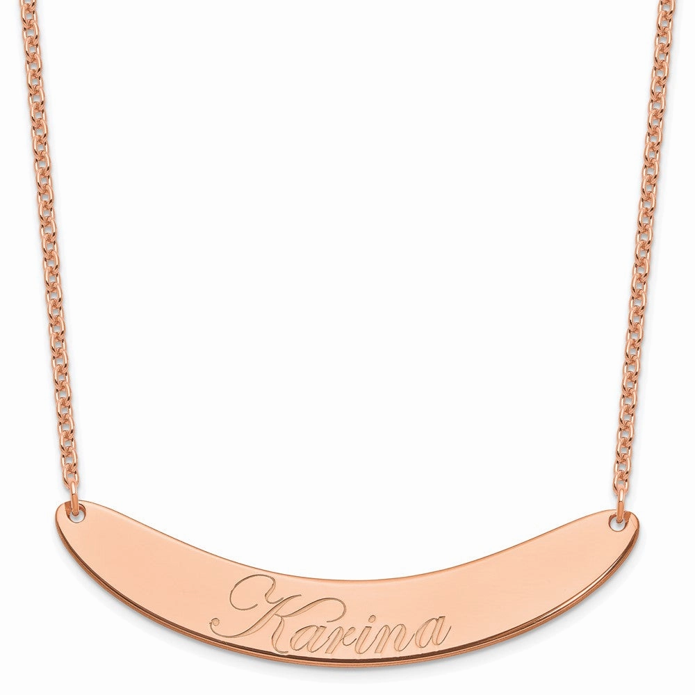 SS/Rose-plated Large EDWARDIAN SCRIPT Curved Bar Necklace