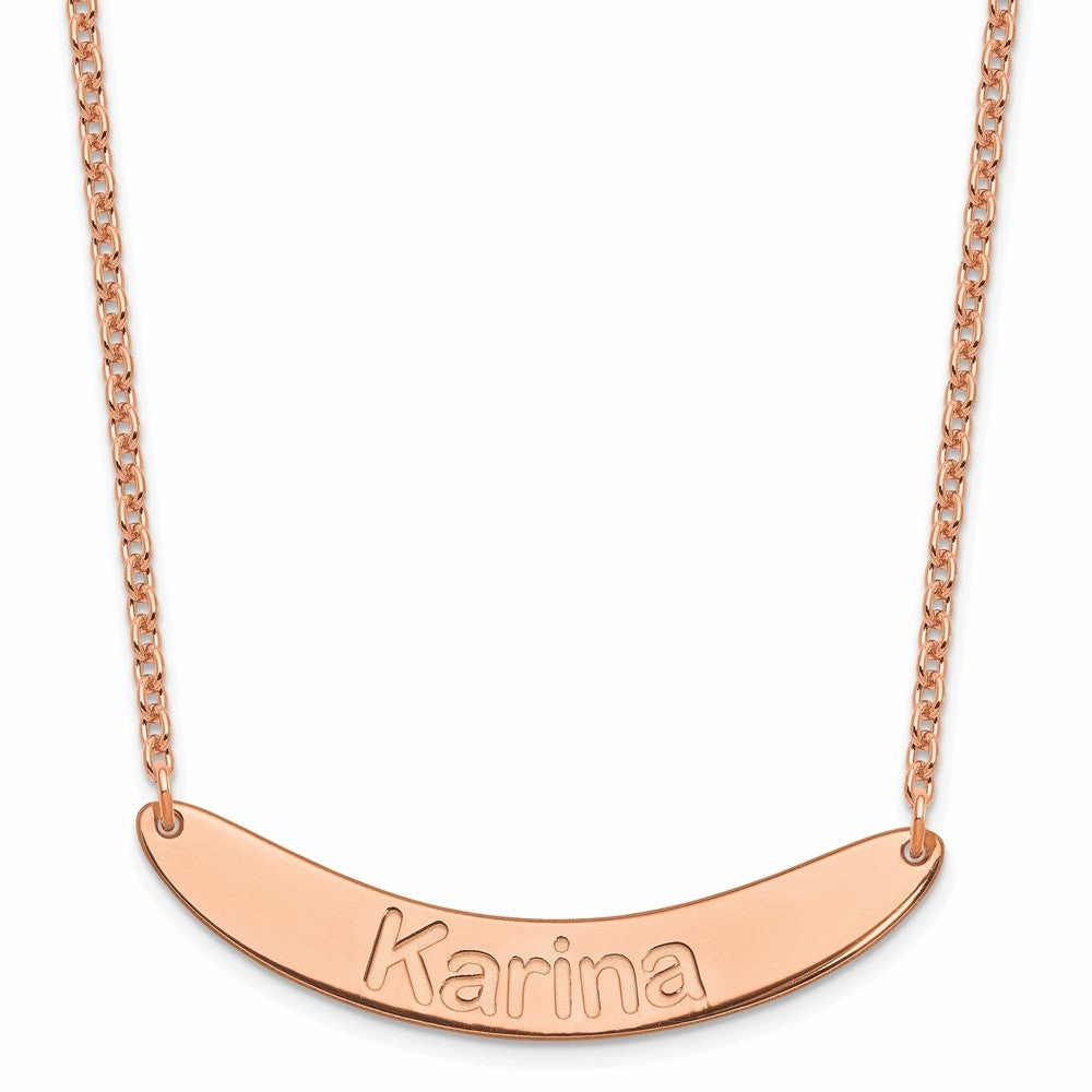 SS/Rose-plated Medium ARIAL ROUNDED Curved Bar Necklace