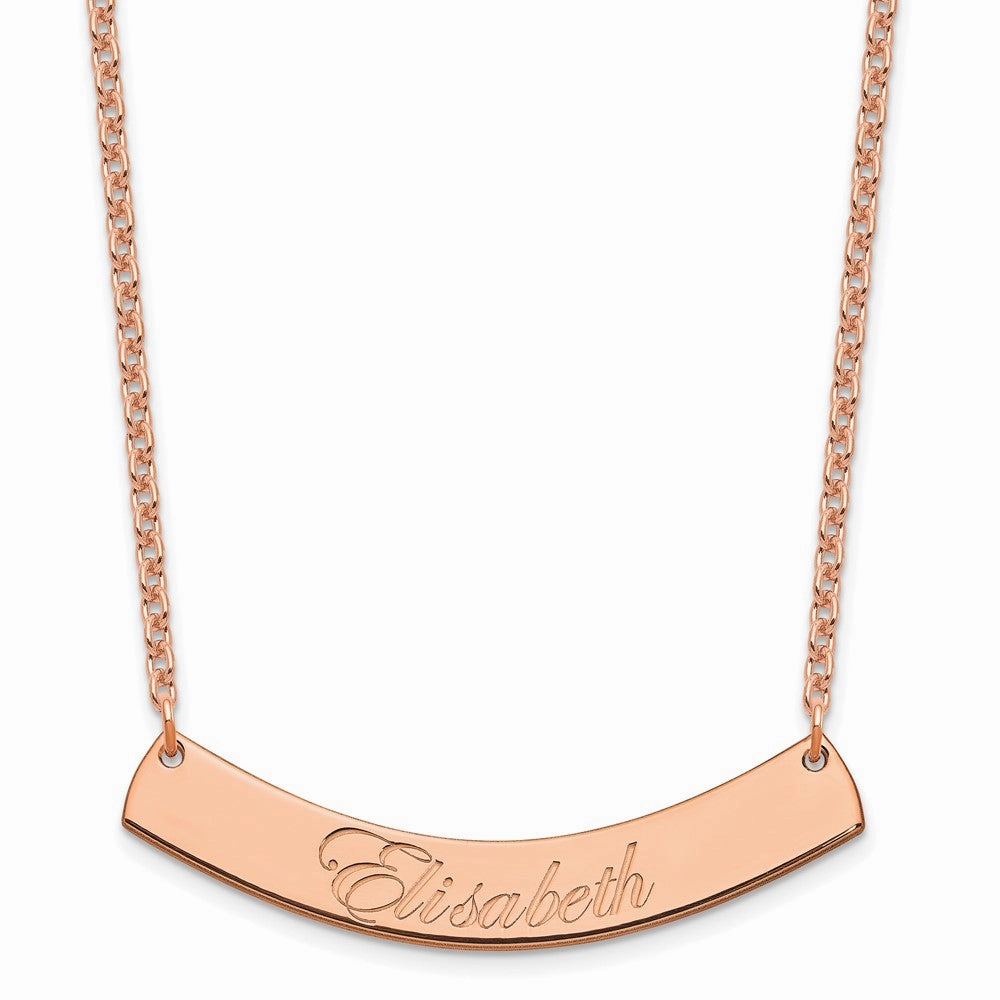 SS/Rose-plated Medium EDWARDIAN SCRIPT Curved Bar Necklace