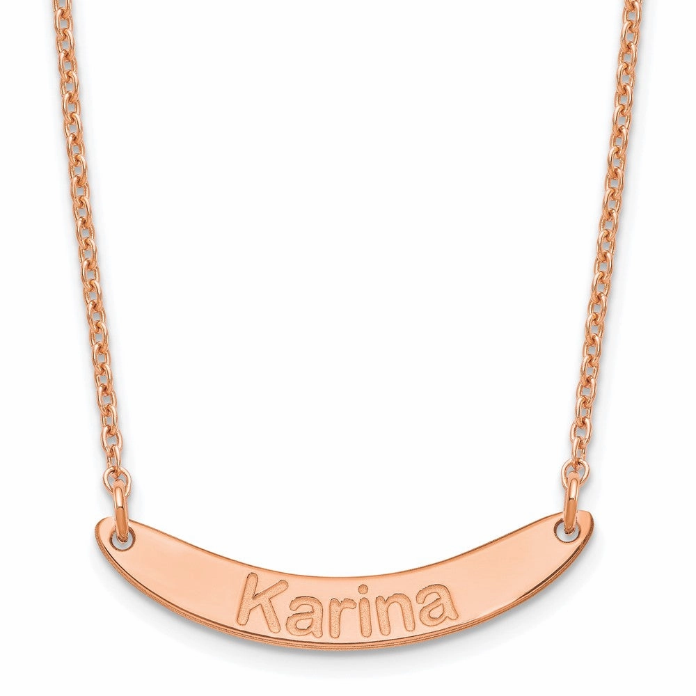 SS/Rose-plated Small ARIAL ROUNDED Curved Bar Necklace
