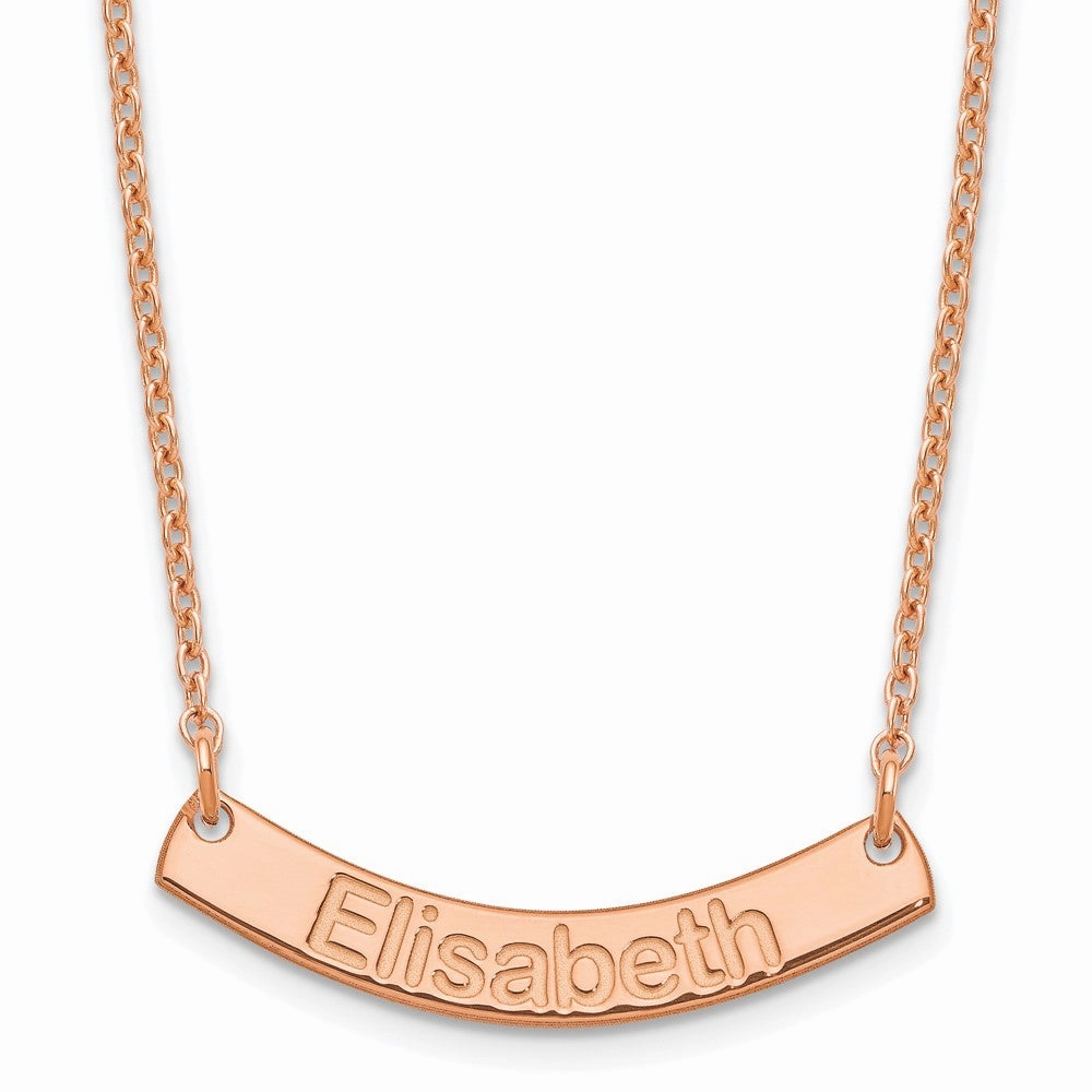 SS/Rose-plated Small ARIAL ROUNDED Curved Bar Necklace