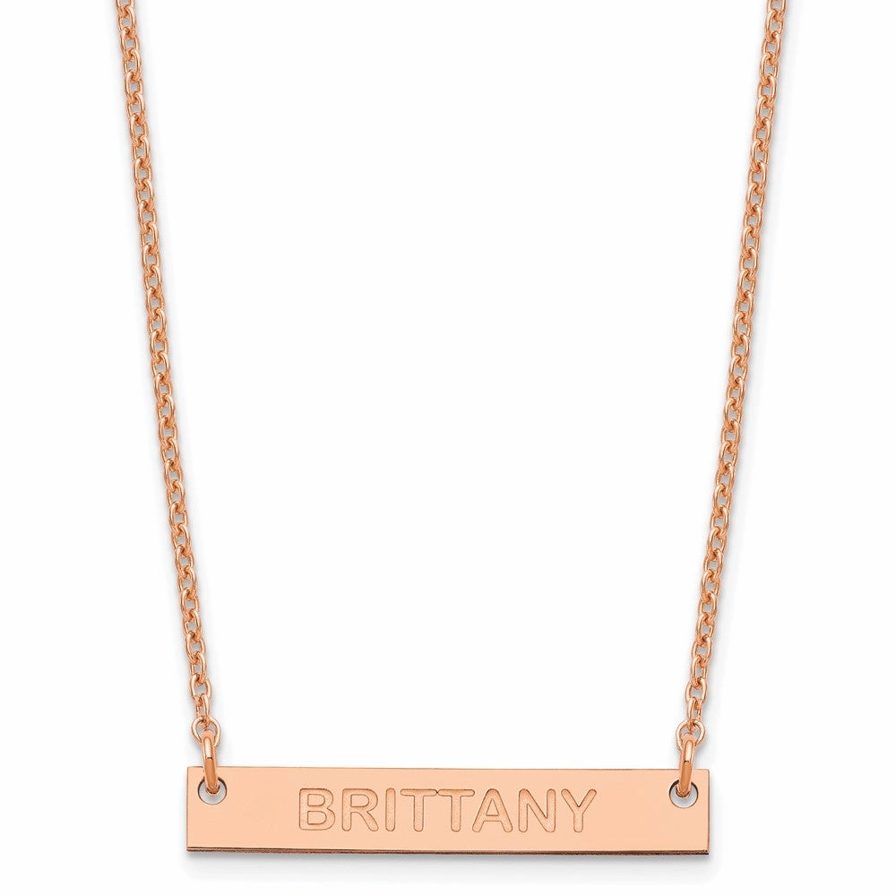 SS/Rose-plated Small Capitalized ARIAL ROUNDED Bar Necklace