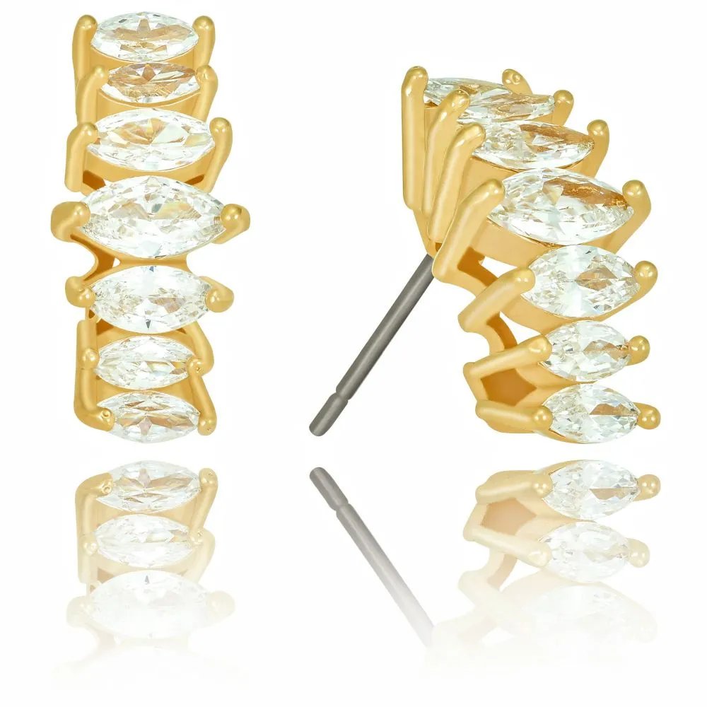 Stacked Diamonds Cubic Zirconia Stud Earrings