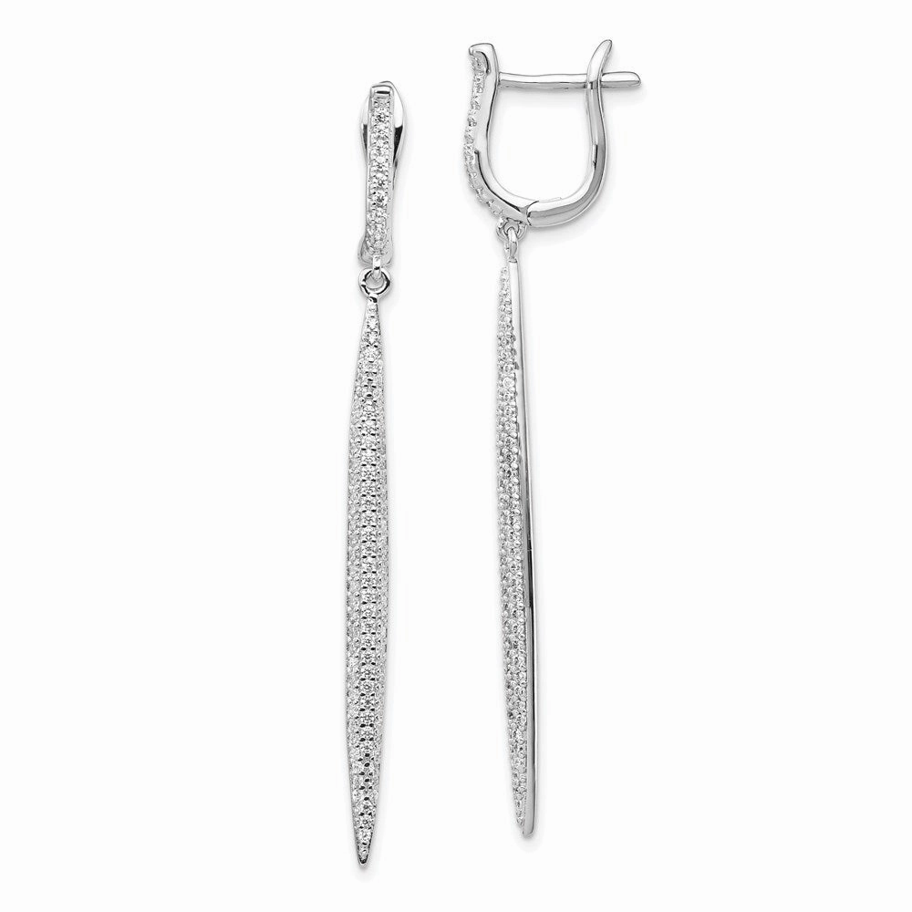 Sterling Shimmer Sterling Silver Rhodium-plated 208 Stone CZ Dangle Hinged Post Bar Earrings