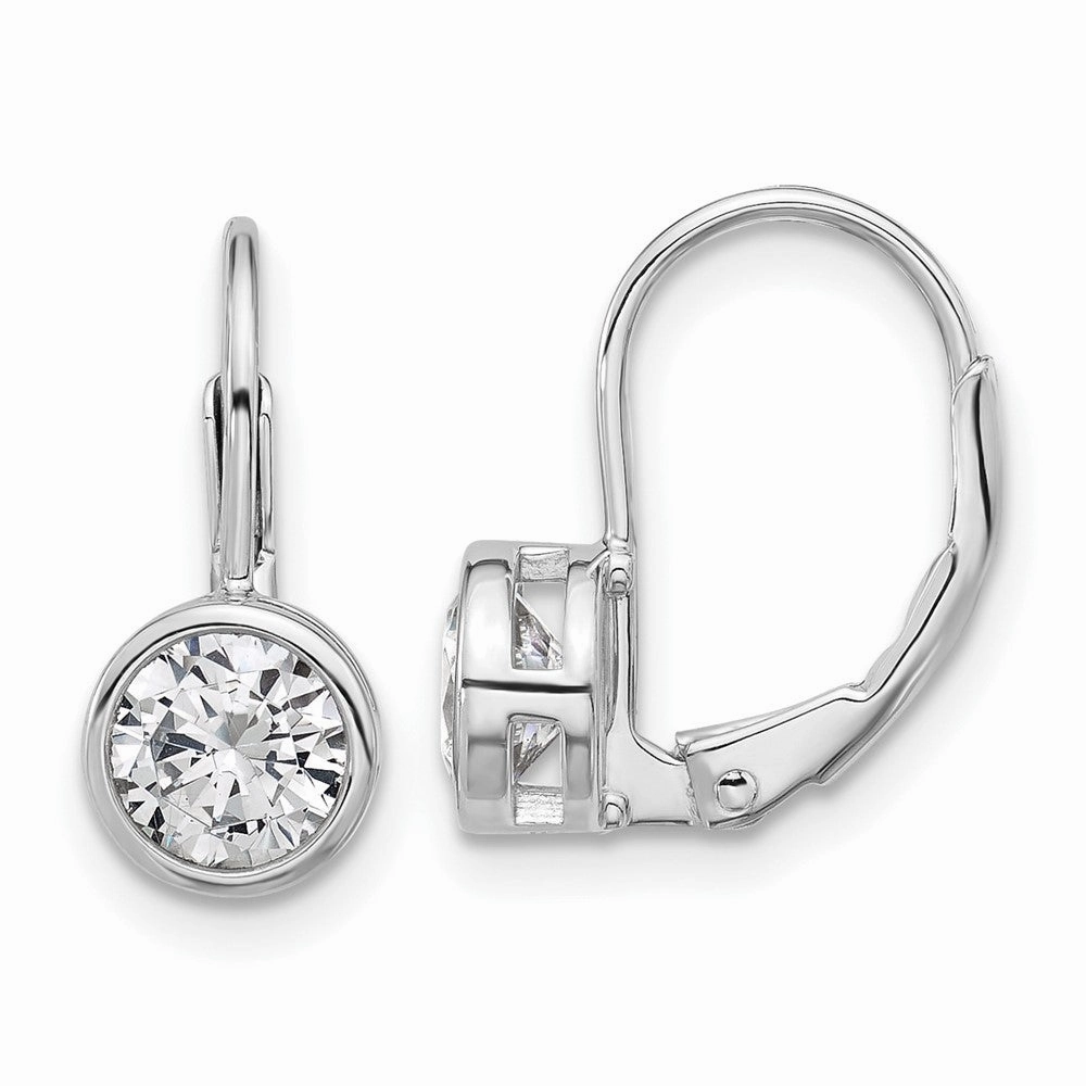 Sterling Shimmer Sterling Silver Rhodium-plated 5.5mm CZ Leverback Earrings