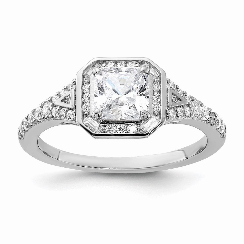 Sterling Shimmer Sterling Silver Rhodium-plated CZ 41 Stone Open Back Ring