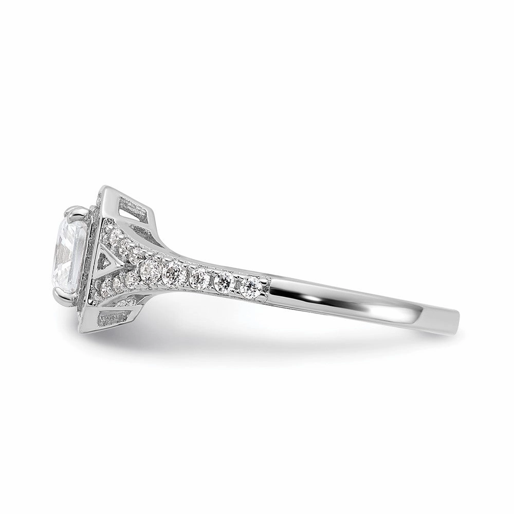 Sterling Shimmer Sterling Silver Rhodium-plated CZ 41 Stone Open Back Ring
