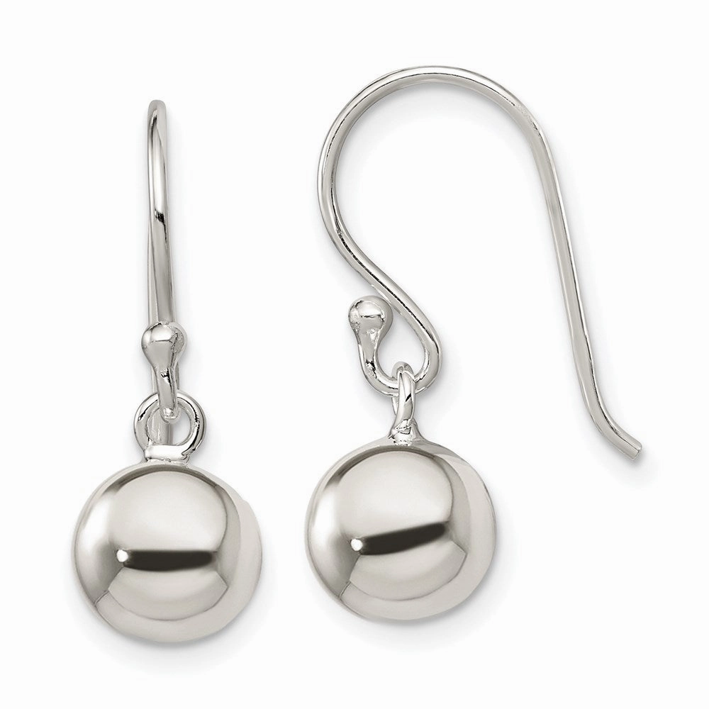 Sterling Silver Dangle Ball Shephard Hook Earrings
