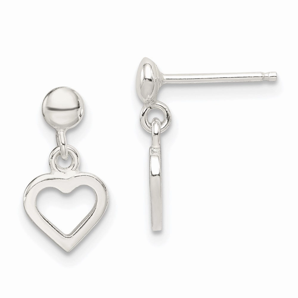 Sterling Silver Dangle Heart Post Earrings