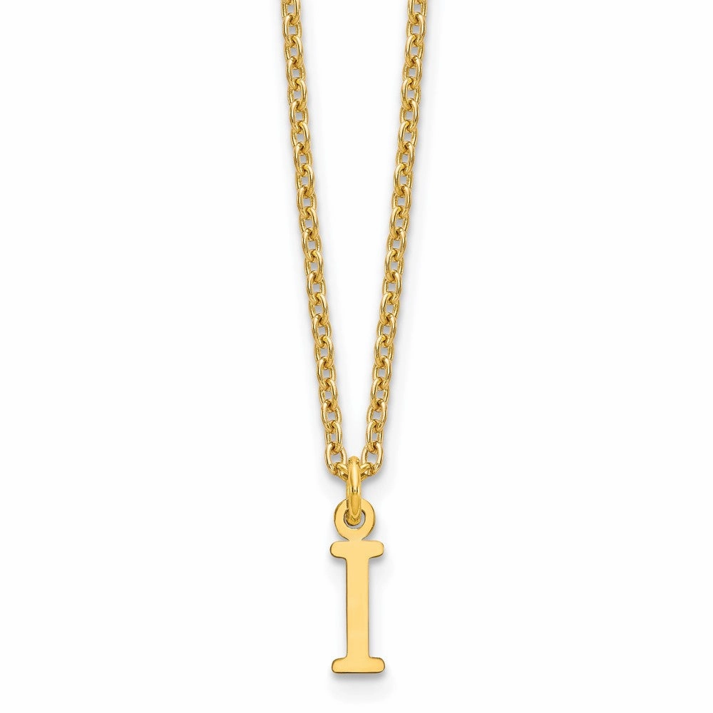 Sterling Silver Gold-plated Cutout Letter I Initial Necklace