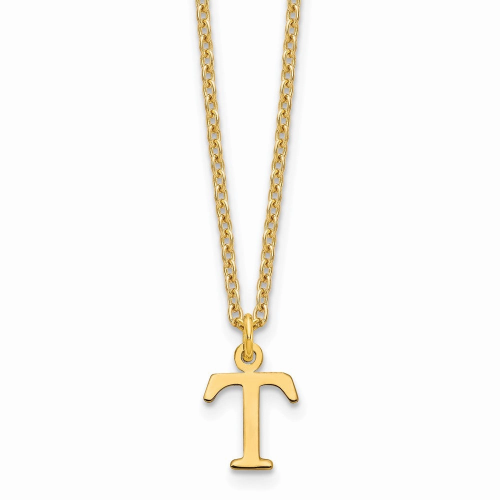 Sterling Silver Gold-plated Cutout Letter T Initial Necklace